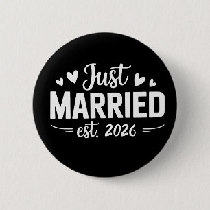 Just Married Est 2026 Wedding Party Wife Husband Button