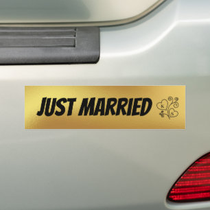 Just Married Faux Gold Couples Monogrammed Bumper Sticker