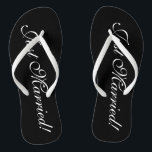 Just Married flip flops for bride and groom couple<br><div class="desc">Just Married flip flops set for bride and groom couple. Personalizable elegant flipflops for bride's entourage / team bride. Make your own personalized wedge sandals for bride, brides maid, maid of honor, flower girl, mother of the bride, mother of the groom, guest etc. Cute summer slippers for nautical or beach...</div>