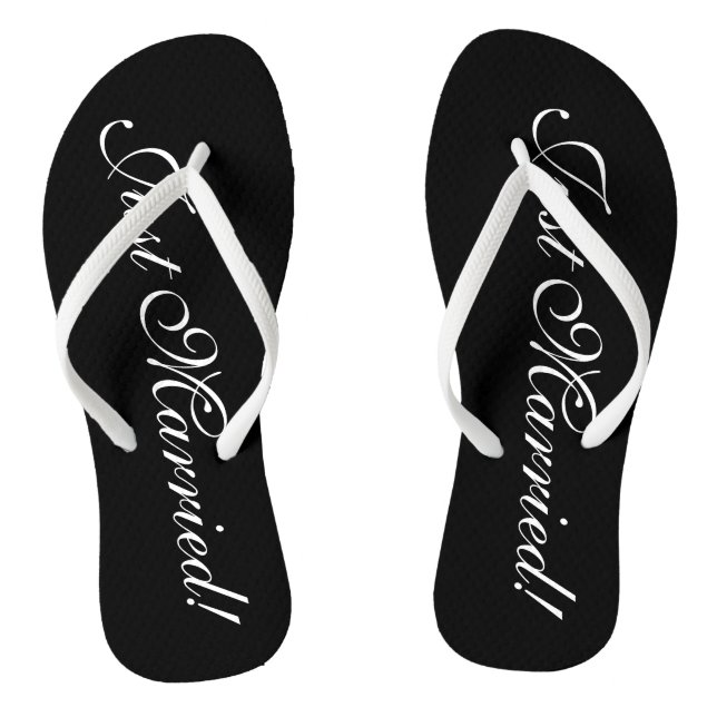 Just Married flip flops for bride and groom couple (Footbed)