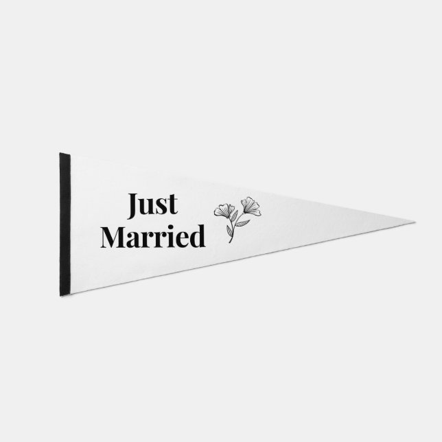 "Just Married" Floral - Pennant Pennant Flag (Front)