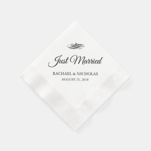 Just Married Flourish Wedding Reception Paper Napkins