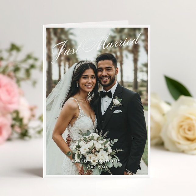 Just Married Folded Wedding Announcement Card (Creator Uploaded)