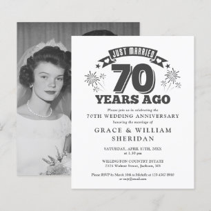 Just Married Forever 70th Anniversary Photo Invite