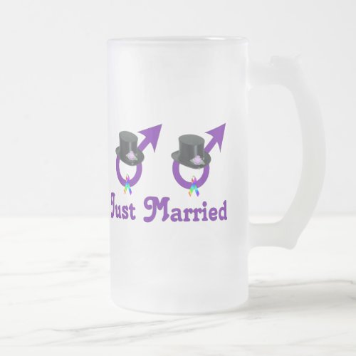 Just Married Formal Gay Male Frosted Glass Beer Mug