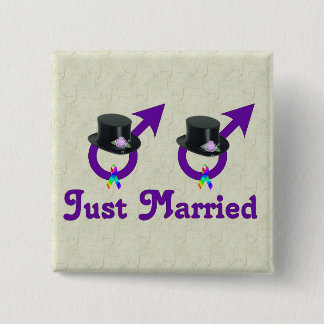 Just Married Formal Gay Male Pinback Button