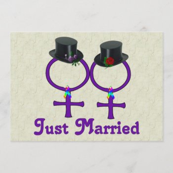 Just Married Formal Lesbian Invitation by orsobear at Zazzle