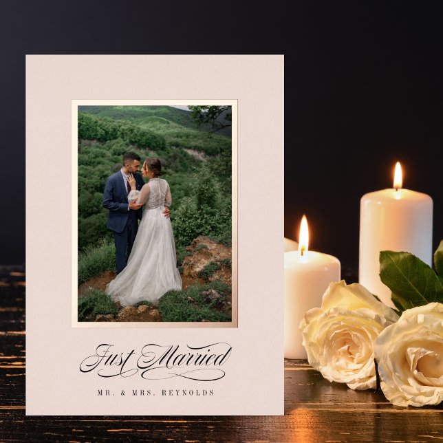 Just Married Frame Invitation Foil Invitation (Creator Uploaded)