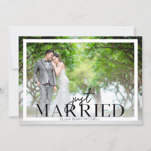 Just Married Frame PhotoTypography Horizontal Invitation