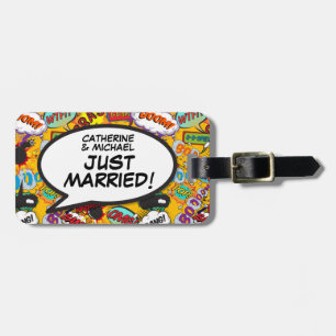 JUST MARRIED Funny Colorful Personalized Luggage Tag