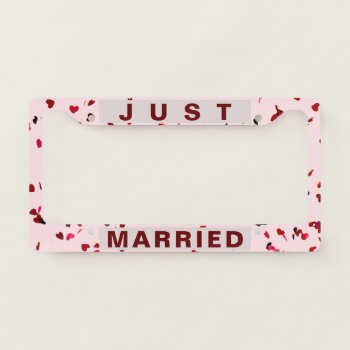 Just Married Funny Customizable License Plate Frame by DigitalSolutions2u at Zazzle
