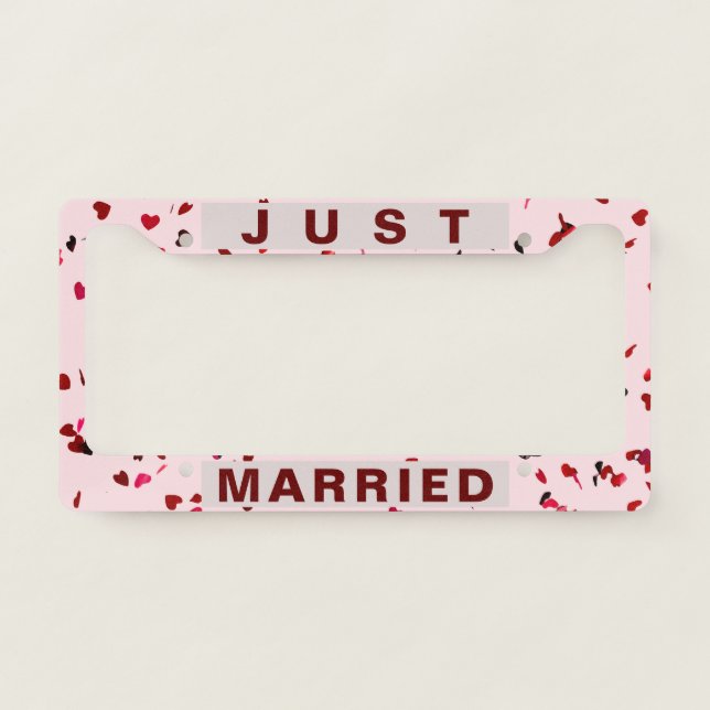 Just Married funny customizable License Plate Frame (Front)