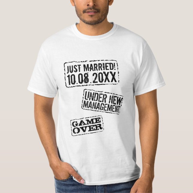 Just married funny shirt with custom wedding date (Front)