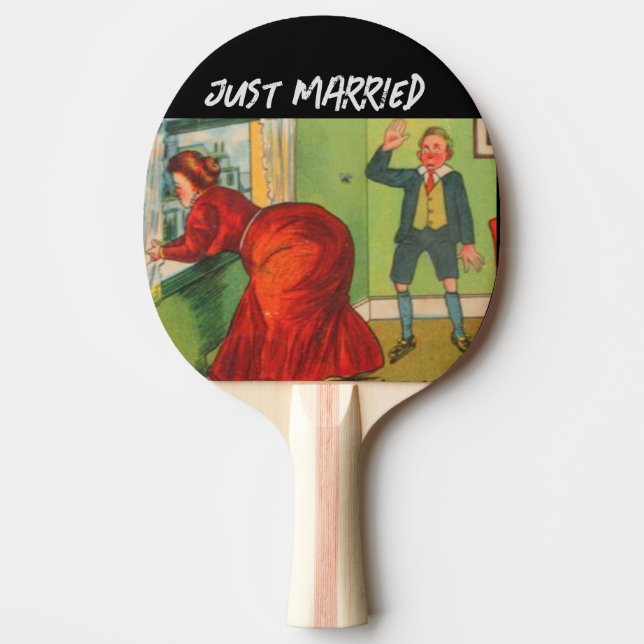 JUST MARRIED FUNNY WEDDING PING PONG PADDLE (Front)