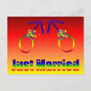 Just Married Gay Men Announcement Postcard