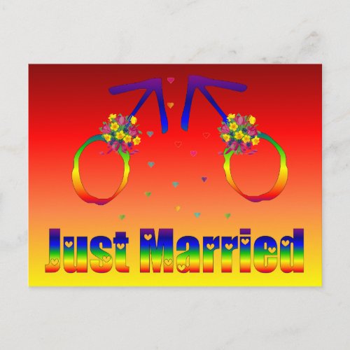 Just Married Gay Men Announcement Postcard