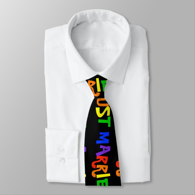 Just Married Gay Pride Rainbow Groom's Business Neck Tie (Tied)