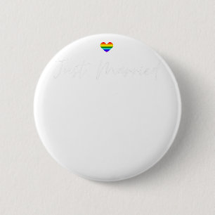 Just Married Gay Wedding LGBTQ Lesbian Bride Gay Button