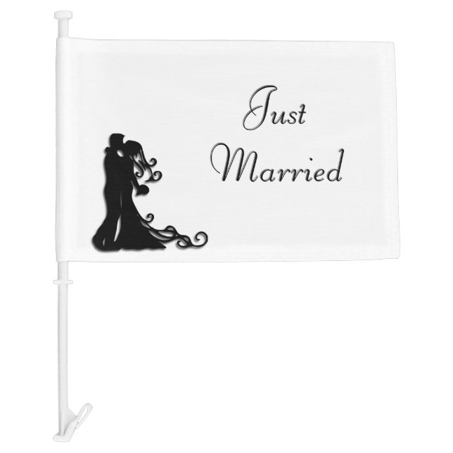 Just Married Get Away Car Flag (Front)