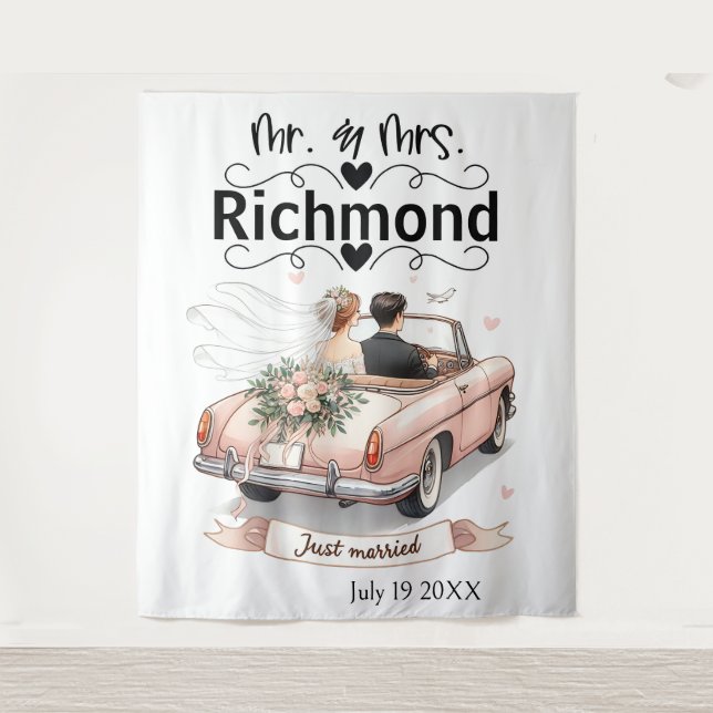 Just Married Getaway – Wedding Backdrop (Front)