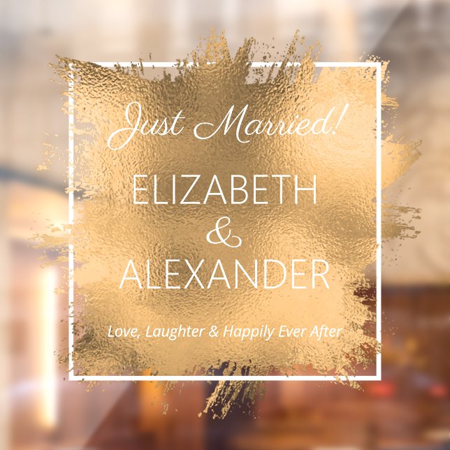 Just Married! Gold Faux Foil Window Cling (Sheet 2)