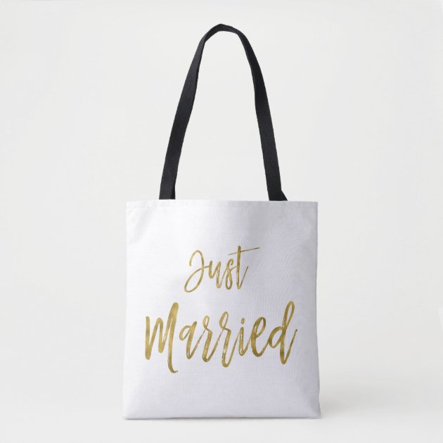 just married beach bag