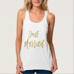 Just Married Gold Foil Typography Shirt<br><div class="desc">Just Married Gold Foil Typography T-Shirt for a newlywed on her honeymoon.</div>