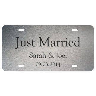Just Married Graphic Silver Licence Plate