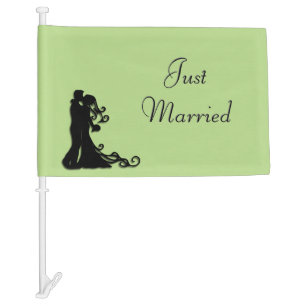 Just Married Green Car Flag