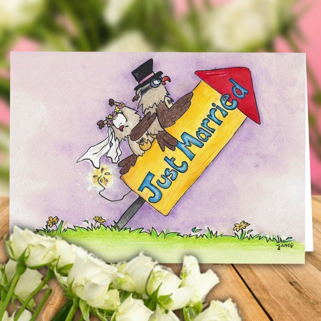 JUST MARRIED greeting card by Nicole Janes (Creator Uploaded)