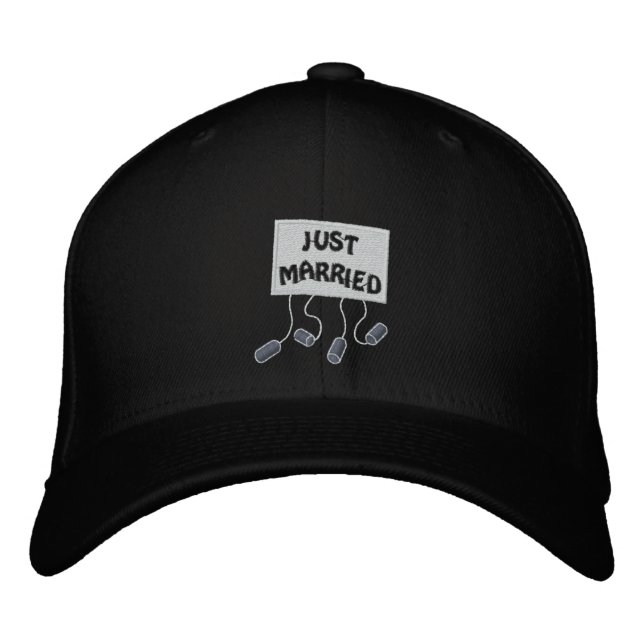 Just Married Groom Customizable Funny Wedding Embroidered Baseball Hat (Front)