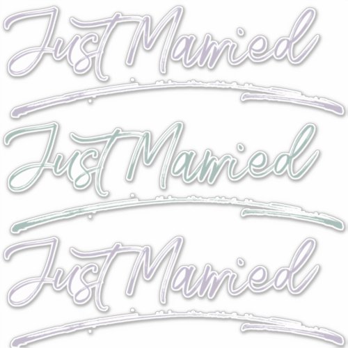 Just Married Handwritten Calligraphy Teal Lilac Sticker