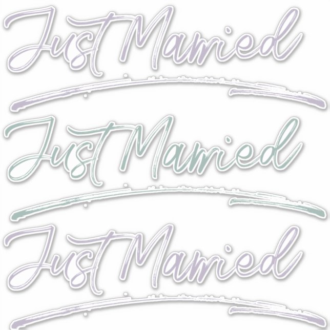 Just Married Handwritten Calligraphy Teal Lilac Sticker (Front)