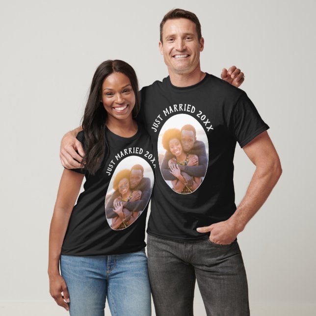 Just Married | Happy Couple Photo Unisex Black T-Shirt (Unisex)