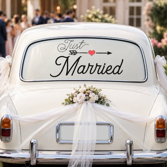 Just Married Heart Arrow Red Window Cling (Creator Uploaded)