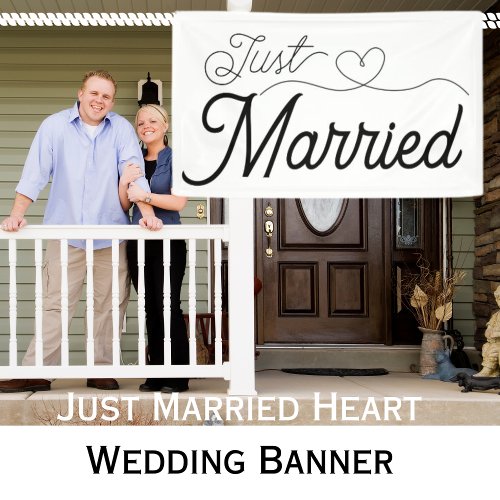 Just Married Heart Banner