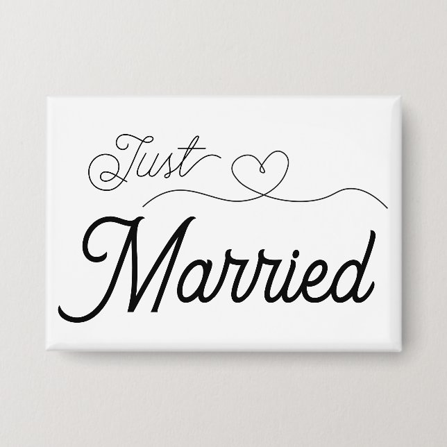 Just Married Heart Button (Front)