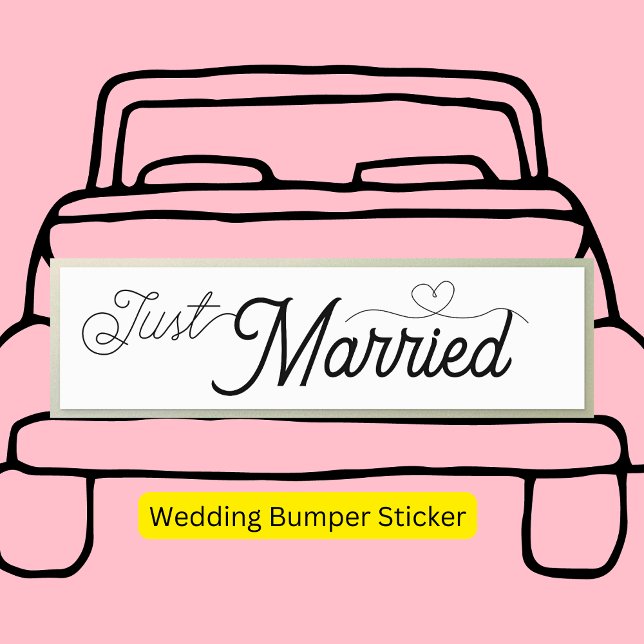Just Married Heart Calligraphy Car Magnet (Creator Uploaded)