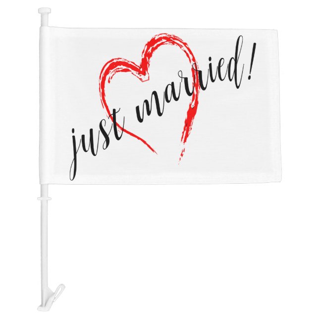 Just Married Heart Car Flag (Front)