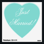 Just Married! - heart decal<br><div class="desc">Wouldn't this look great on the honeymoon car? Or on a window at home? Or perhaps as decoration for a reception! ***You can change the background color, as well as the color and font of the writing.</div>