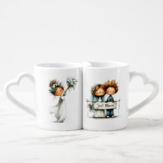 “Just Married" Heart Handle Mug Set
