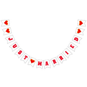 JUST MARRIED - heart love design 1 Bunting Flags