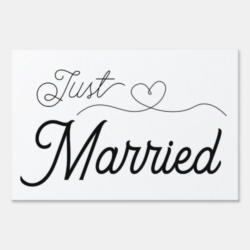Just Married Heart Newlywed Sign