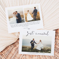 Just Married Heart Script Wedding Multi Photo Announcement