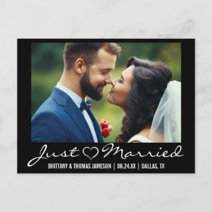 Just Married Heart Wedding Photo Postcard
