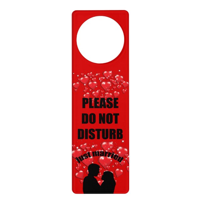 Just Married Hearts Do Not Disturb Door Hanger (Front)