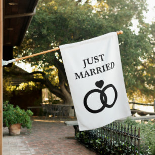 Just Married Home Decor Newlyweds House Flag