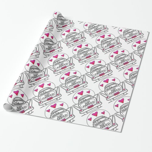 Just Married Honeymoon Car Wrapping Paper