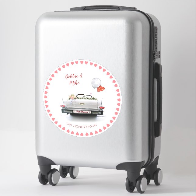 Just Married Honeymoon (customizable) Sticker (Suitcase)