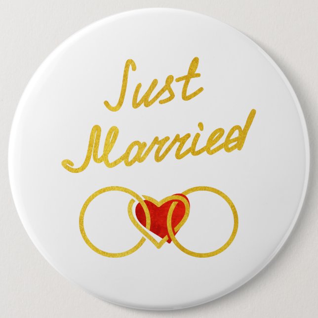 Just Married Honeymoon Pure Gold Button (Front)